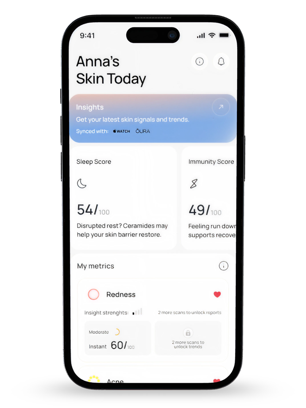 Skin and health data connected in Stella