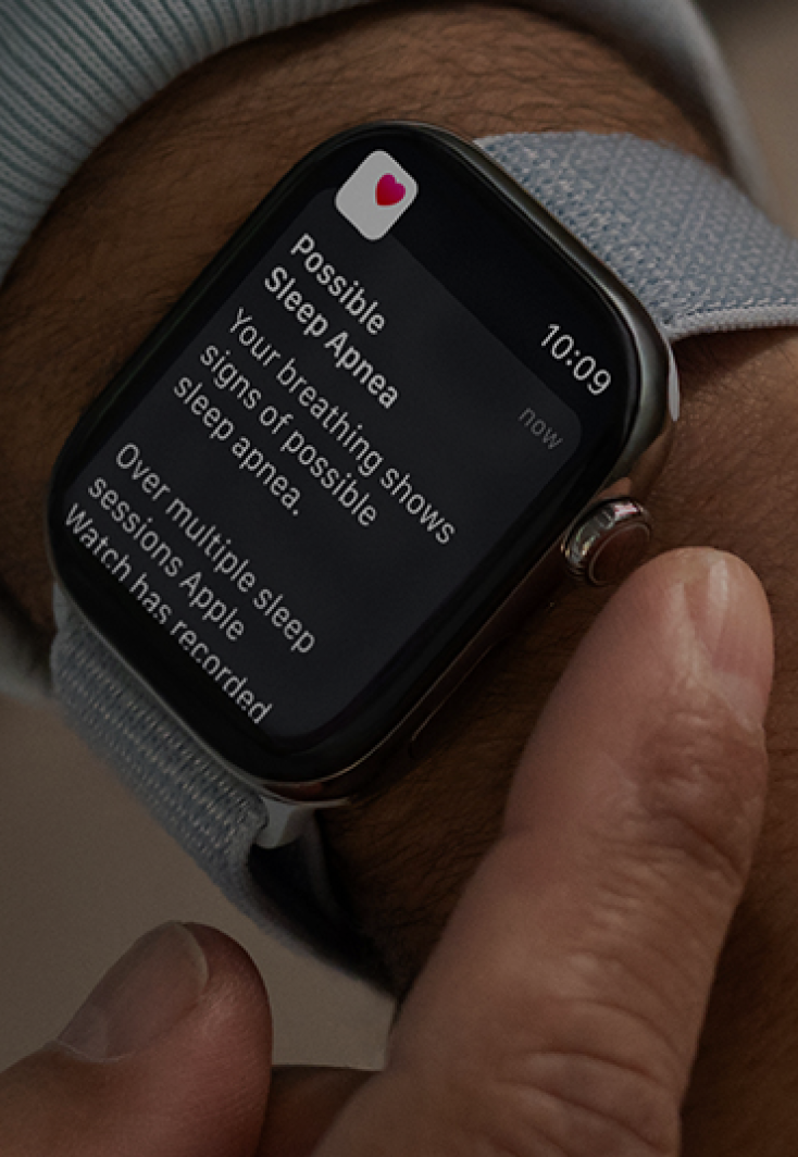 Close-up of an Apple Watch showing sleep metrics. Stella overlays show Sleep Score, Training Stress and Stress Score driven by synced data.