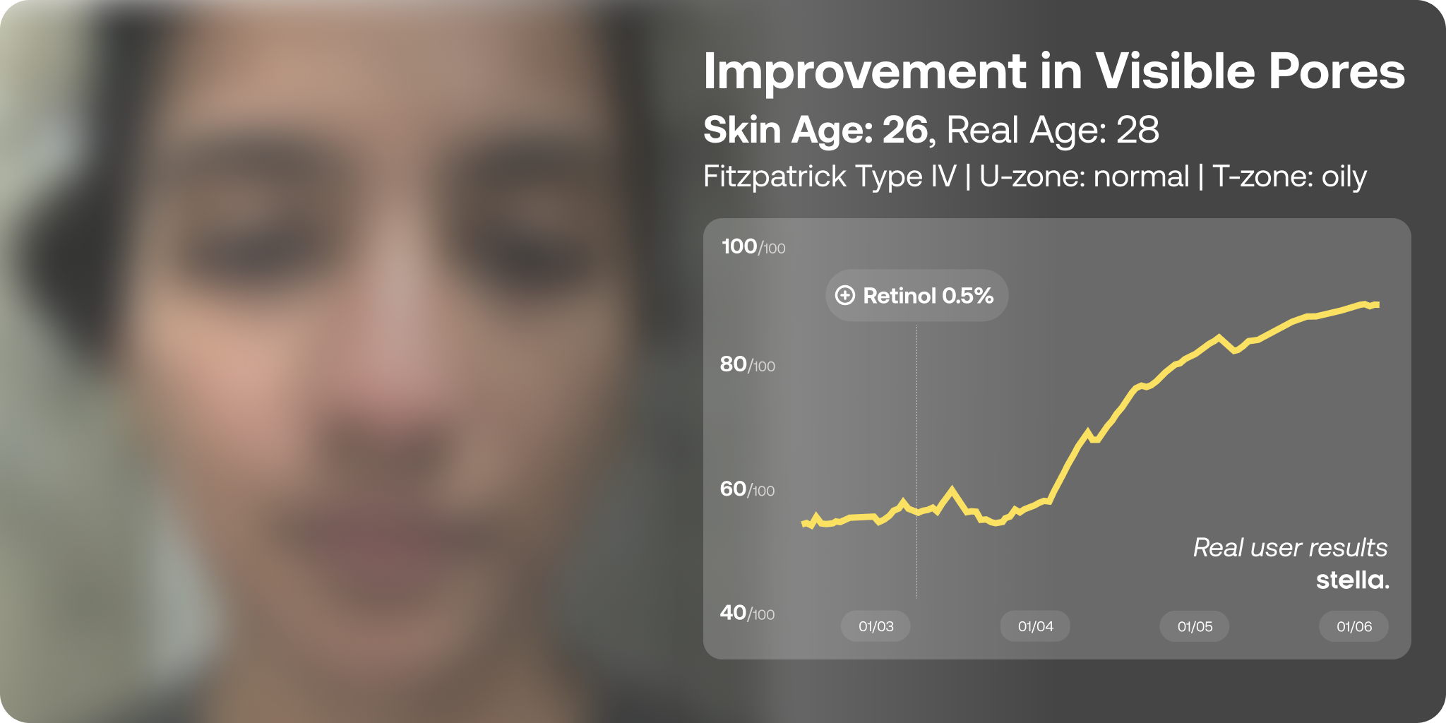 Back view of a woman in a robe looking at a shelf filled with minimalist skincare bottles.